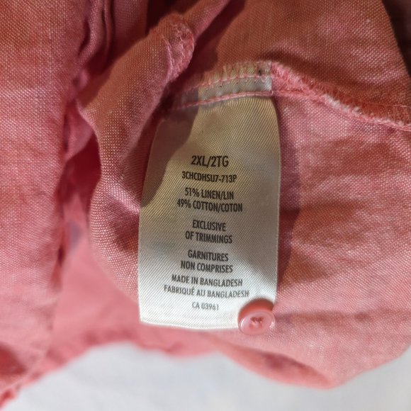 Denver Hayes Washable Pink Linen Blouse Top - Picture 2 of 3